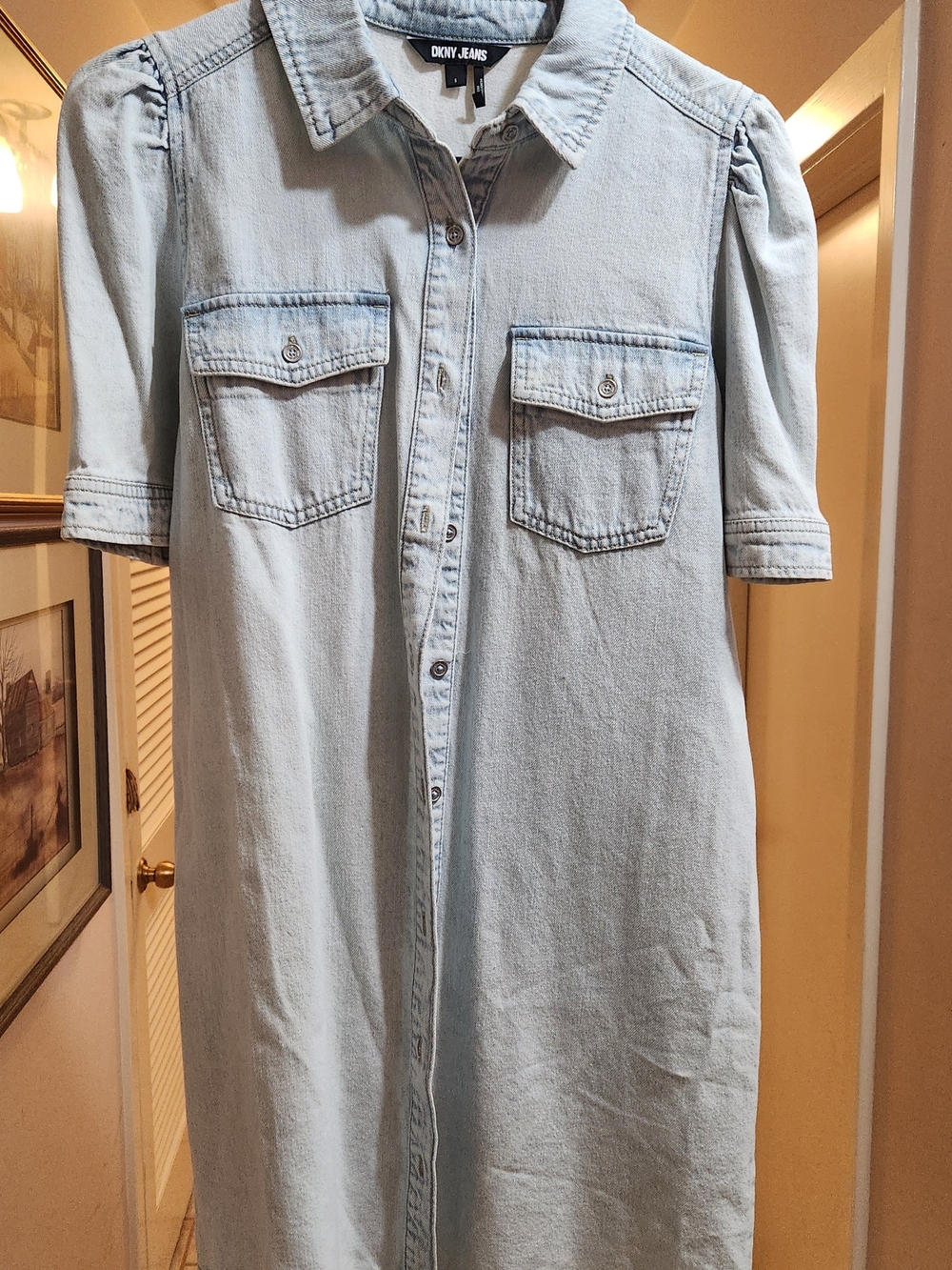 NWT Dkny Light Blue Denim Shirt Dress